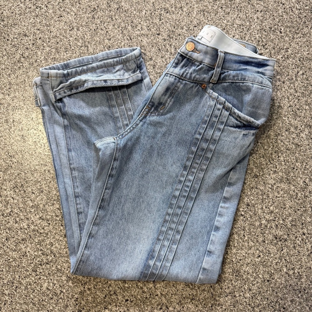 Saige Jeans Womens 1 25x27 High Rise Barrel Leg Wide Stretch Denim Pleated